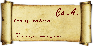 Csáky Antónia névjegykártya